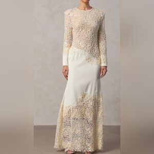 White Embroidered Maxi Dress Ivory Lace Size S